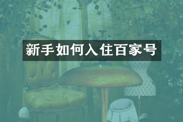 新手如何入住百家号