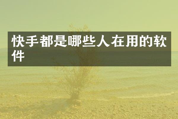 快手都是哪些人在用的软件