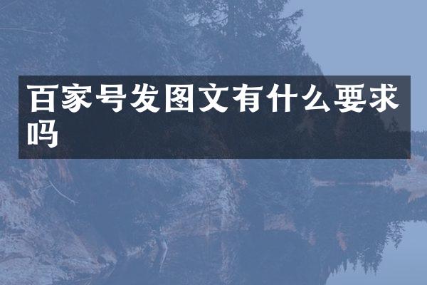 百家号发图文有什么要求吗