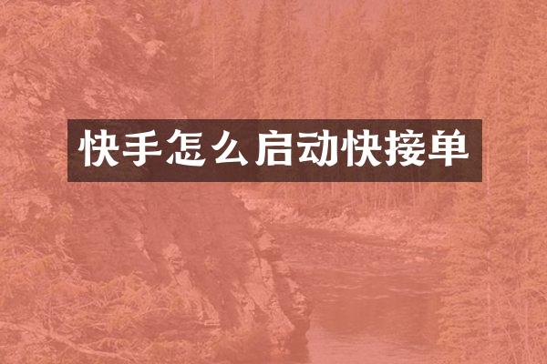 快手怎么启动快接单