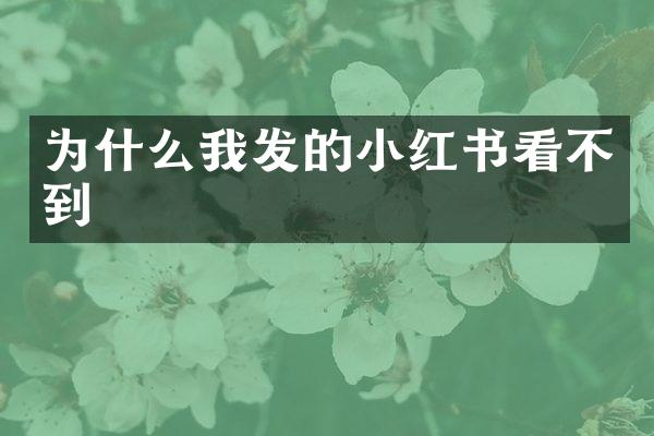 为什么我发的小红书看不到