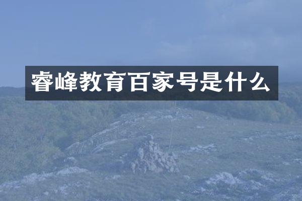 睿峰教育百家号是什么