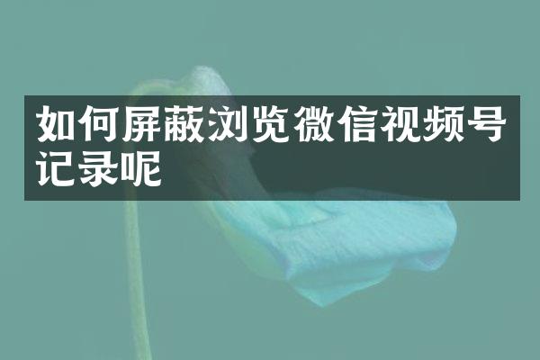 如何屏蔽浏览微信视频号记录呢