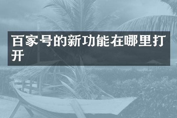 百家号的新功能在哪里打开