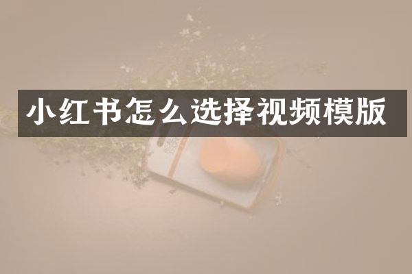 小红书怎么选择视频模版