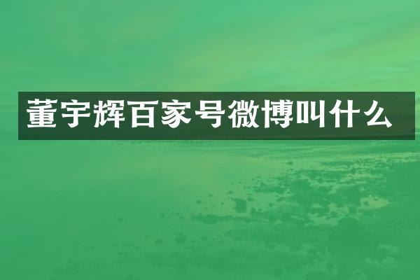 董宇辉百家号微博叫什么