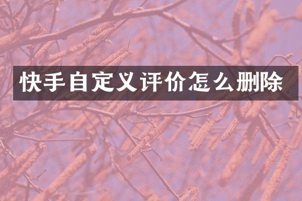 快手自定义评价怎么删除