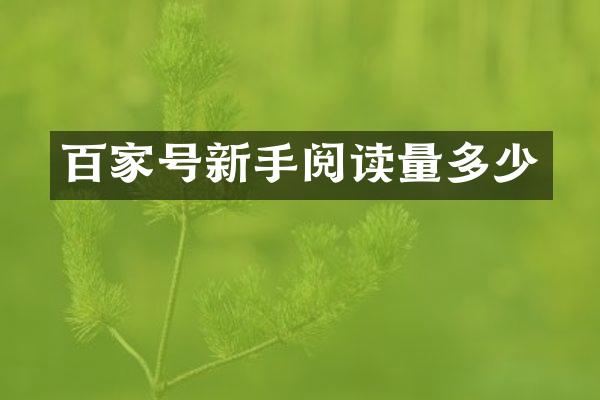 百家号新手阅读量多少
