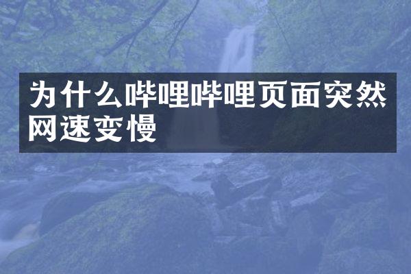 为什么哔哩哔哩页面突然网速变慢