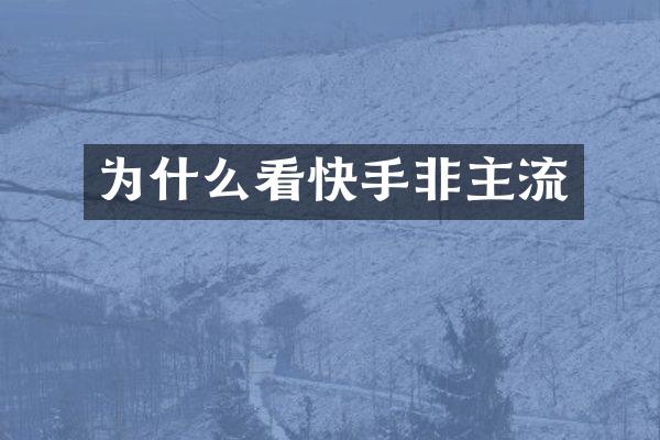 为什么看快手非主流