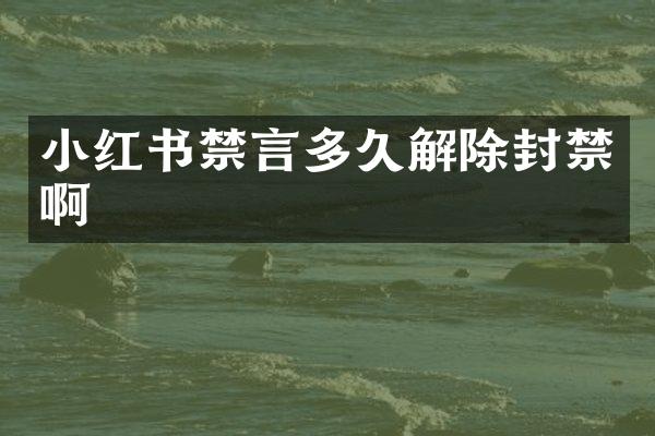 小红书禁言多久解除封禁啊