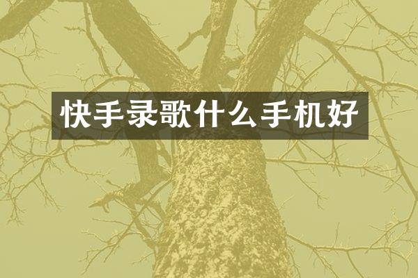 快手录歌什么手机好
