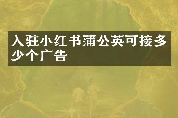入驻小红书蒲公英可接多少个广告