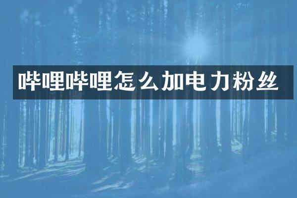 哔哩哔哩怎么加电力粉丝