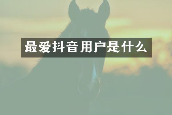 最爱抖音用户是什么