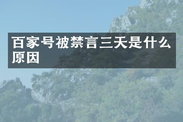 百家号被禁言三天是什么原因