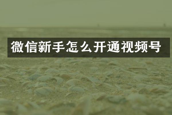 微信新手怎么开通视频号