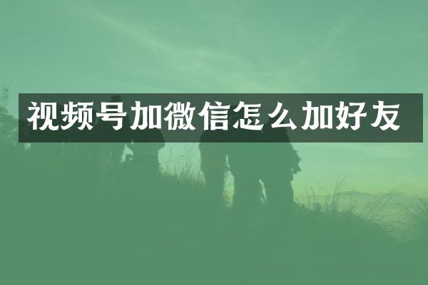视频号加微信怎么加好友