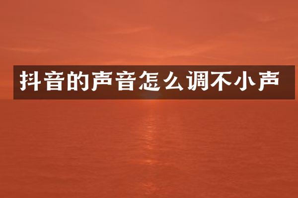 抖音的声音怎么调不小声