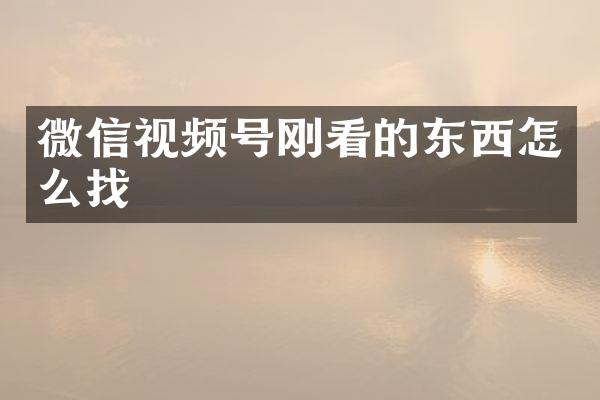 微信视频号刚看的东西怎么找