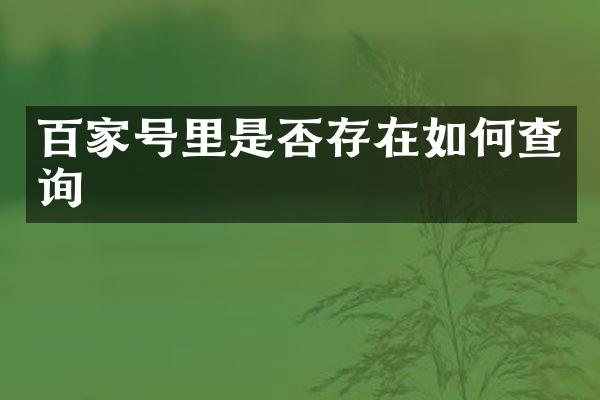 百家号里是否存在如何查询