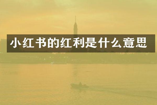小红书的红利是什么意思