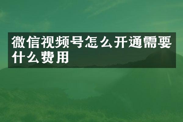 微信视频号怎么开通需要什么费用