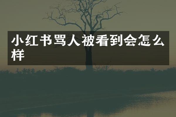 小红书骂人被看到会怎么样