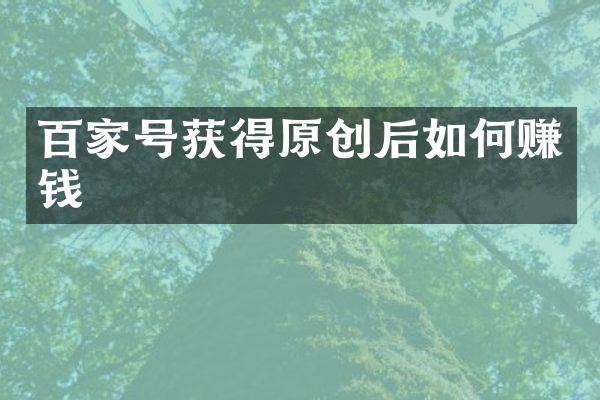 百家号获得原创后如何赚钱