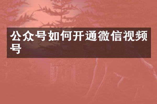 公众号如何开通微信视频号