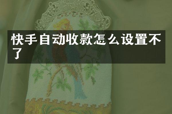 快手自动收款怎么设置不了
