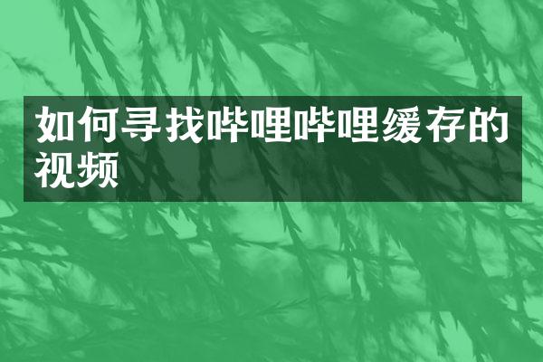如何寻找哔哩哔哩缓存的视频