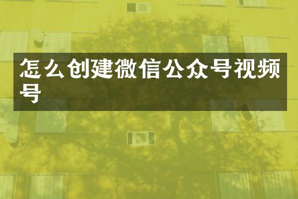 怎么创建微信公众号视频号