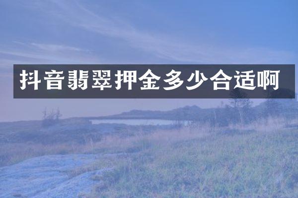 抖音翡翠押金多少合适啊
