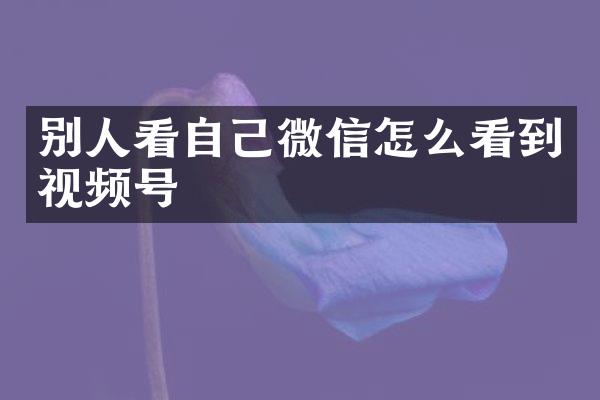 别人看自己微信怎么看到视频号