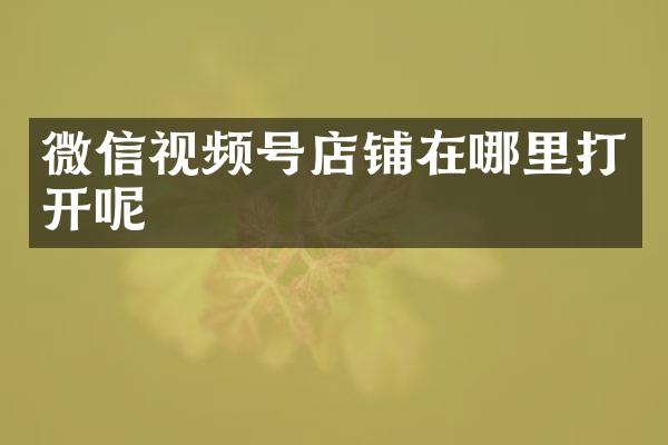 微信视频号店铺在哪里打开呢