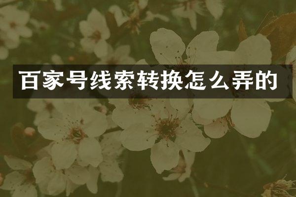 百家号线索转换怎么弄的