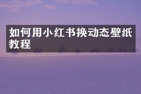 如何用小红书换动态壁纸教程