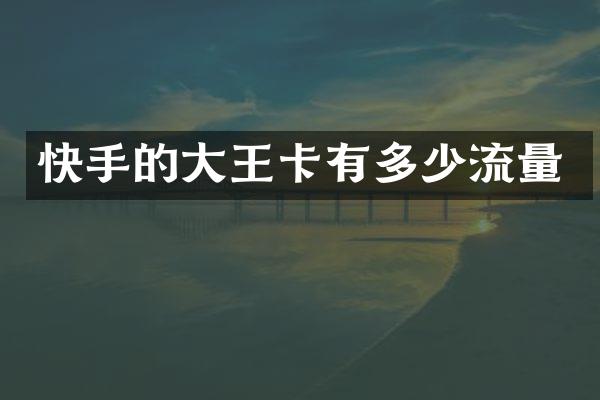 快手的大王卡有多少流量