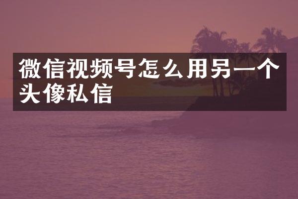 微信视频号怎么用另一个头像私信
