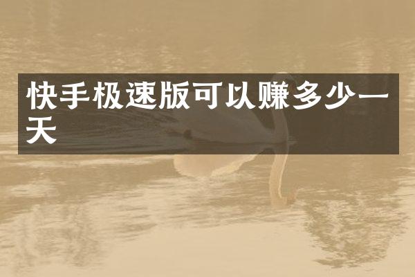 快手极速版可以赚多少一天