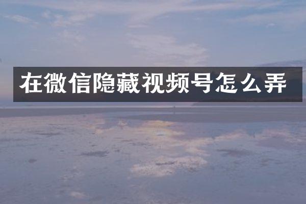 在微信隐藏视频号怎么弄