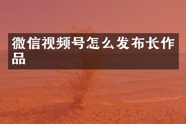 微信视频号怎么发布长作品