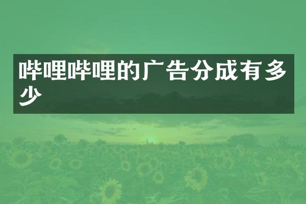 哔哩哔哩的广告分成有多少