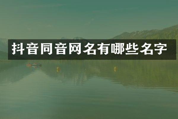 抖音同音网名有哪些名字