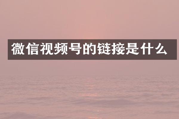 微信视频号的链接是什么