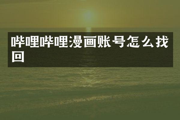 哔哩哔哩漫画账号怎么找回