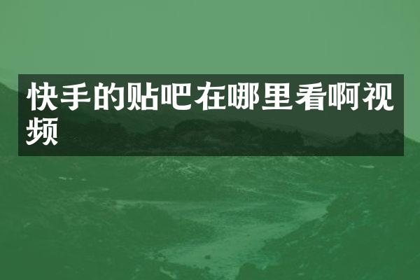 快手的贴吧在哪里看啊视频