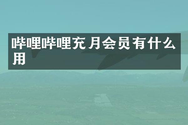 哔哩哔哩充月会员有什么用