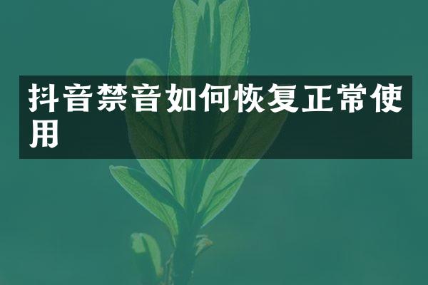 抖音禁音如何恢复正常使用